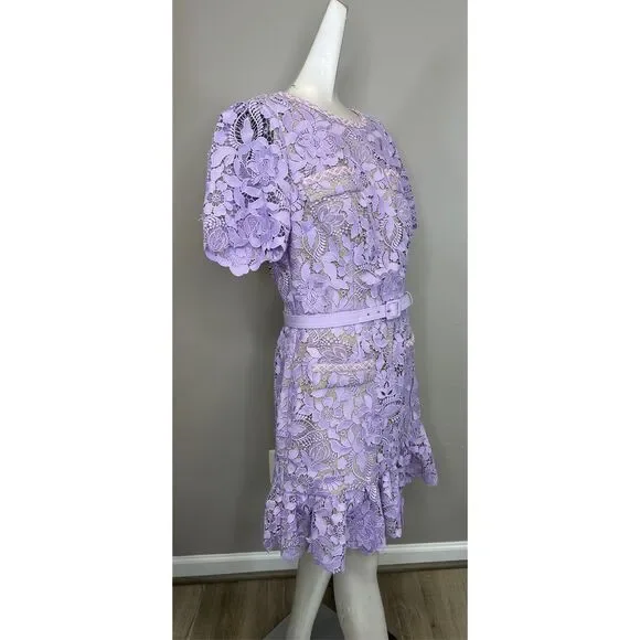 Milly Garden Lace Flounce Minidress in Lilac US12 $525 -  threedaughtersproperties.com